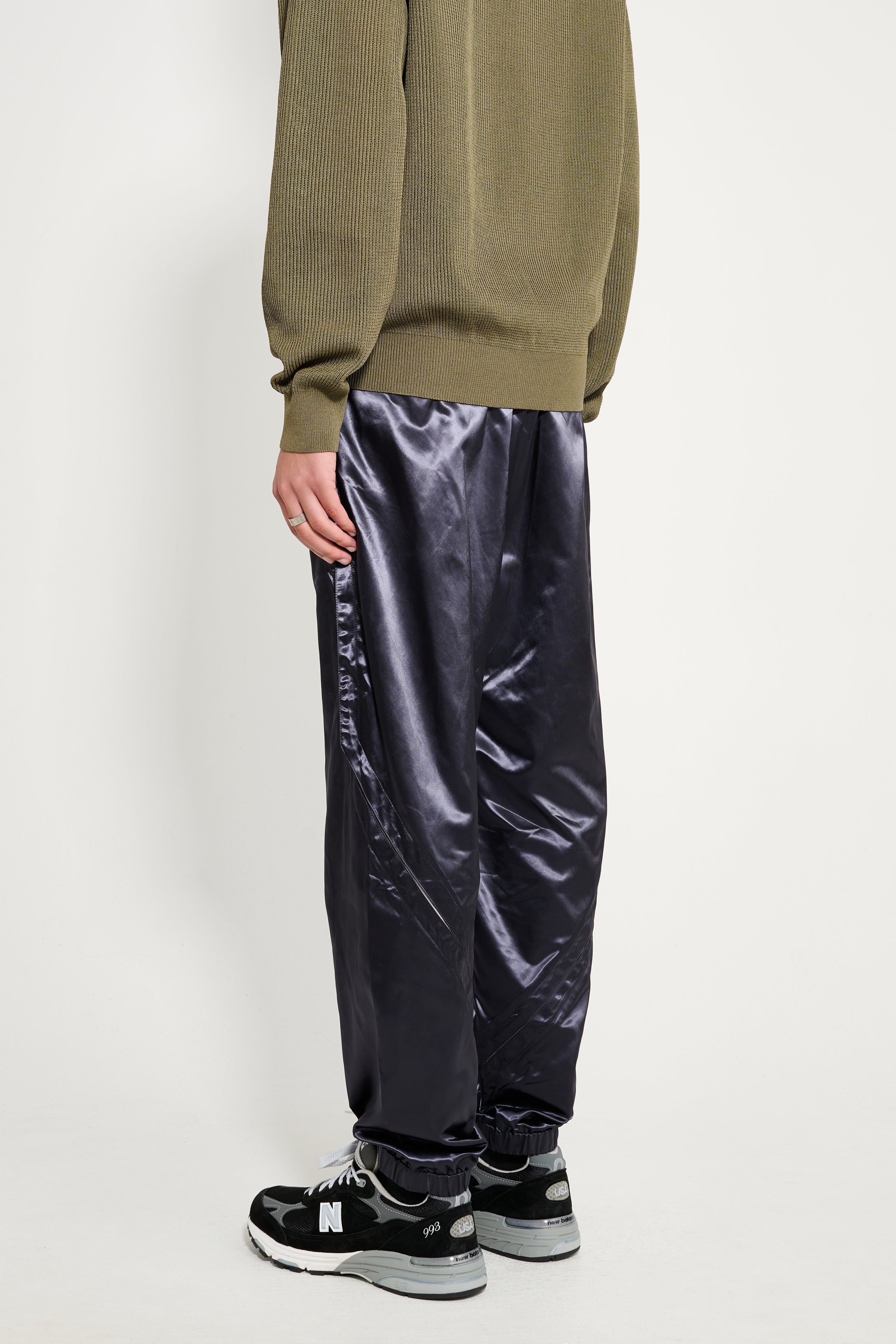 OLLY SHINDER WET LOOK NYLON SPLIT JOGGER BLACK - 3