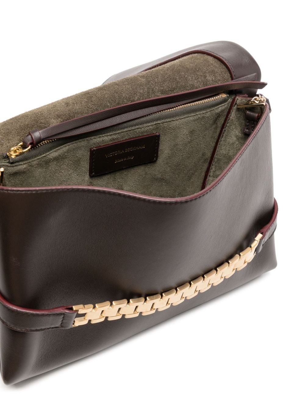 chain-embellished leather shoulder bag - 5