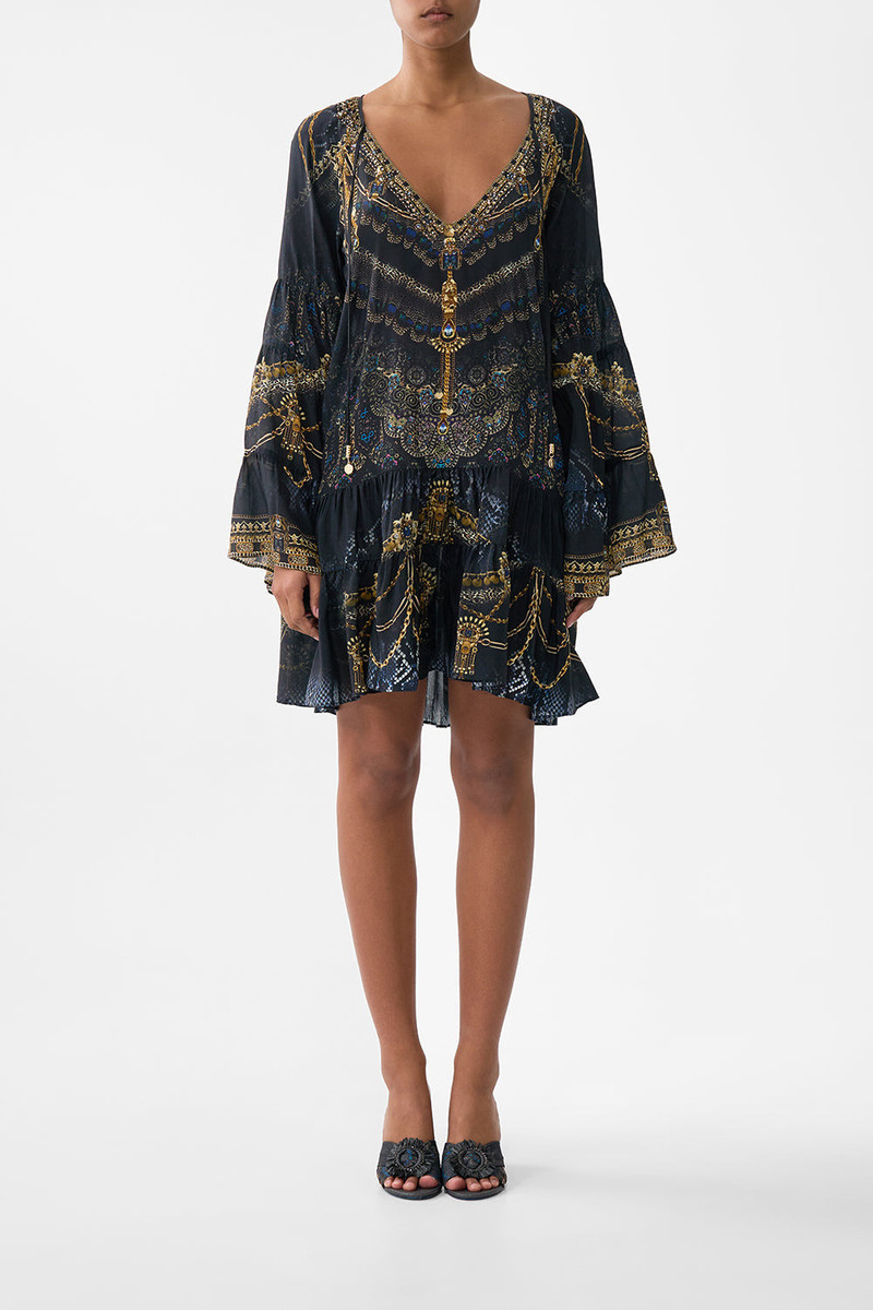 CAMILLA A-LINE GATHERED PANEL DRESS outlook