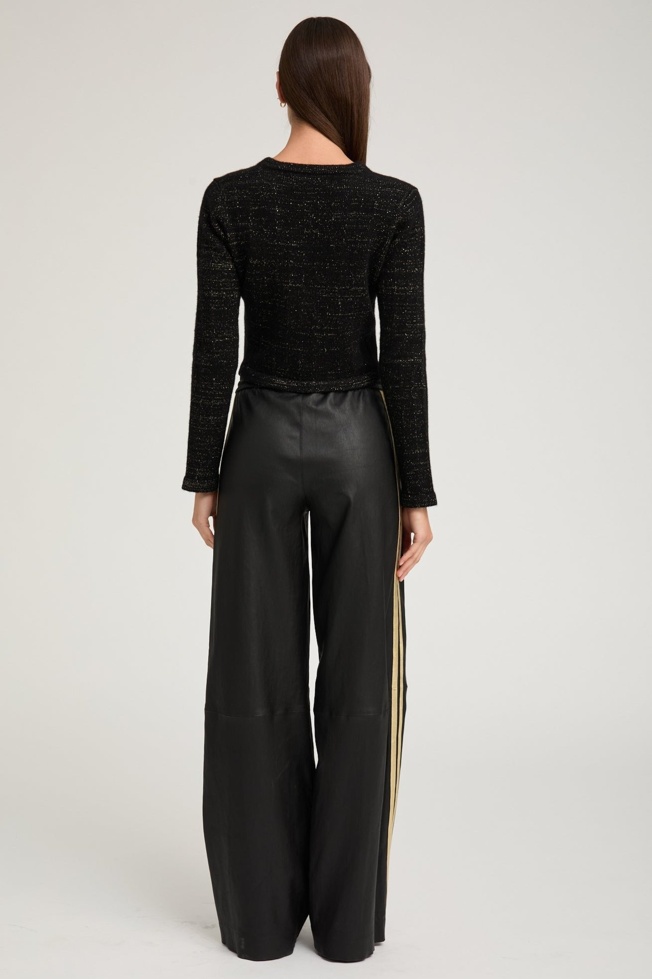 BLACK & GOLD CASHMERE SHRUNKEN CARDIGAN - 3