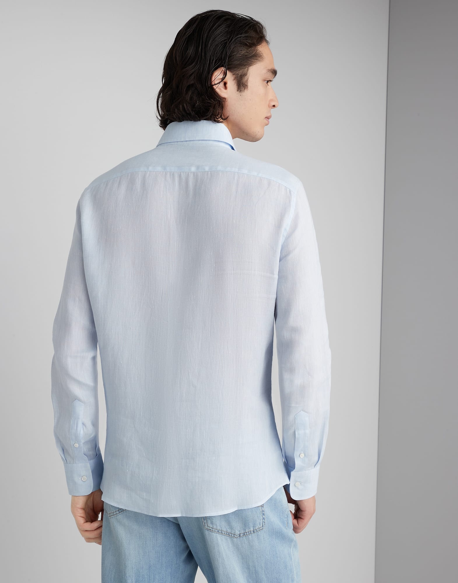 Linen easy fit shirt with spread collar - 2