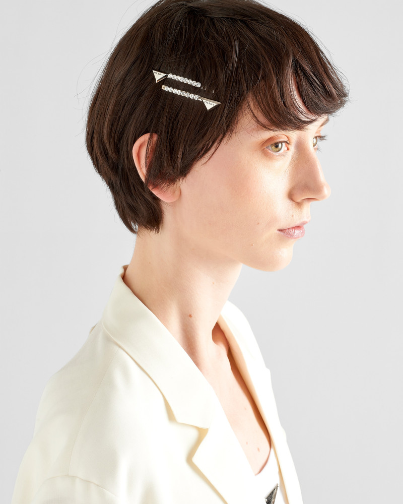 Prada Embellished brass hair clip outlook
