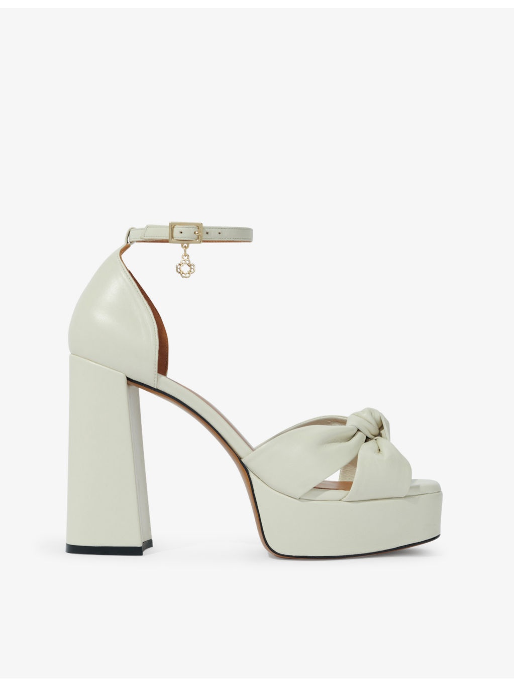 Tie-knot leather heeled sandals - 1