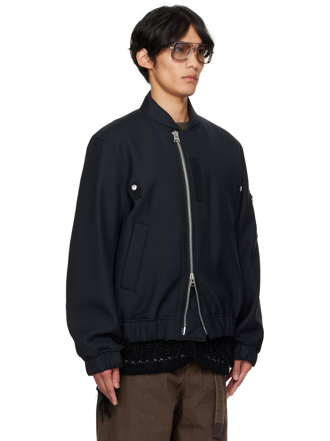 Navy Suiting Blouson Bomber Jacket - 2