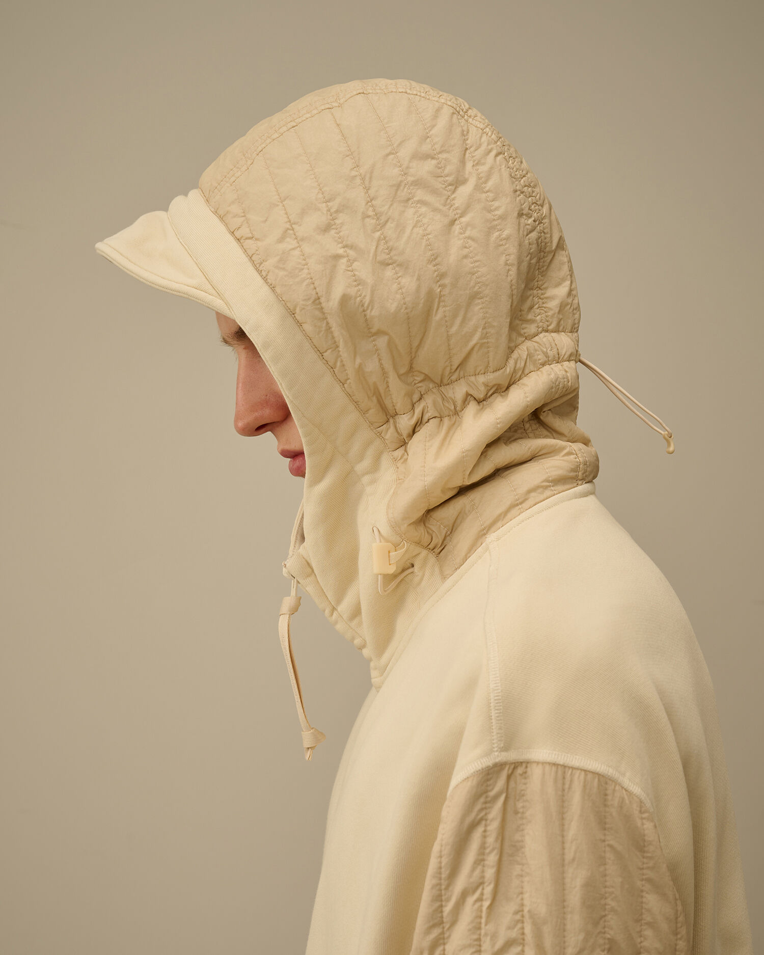 Diagonal Raised Fleece Mixed Full Zip Hooded Sweatshirt - 6