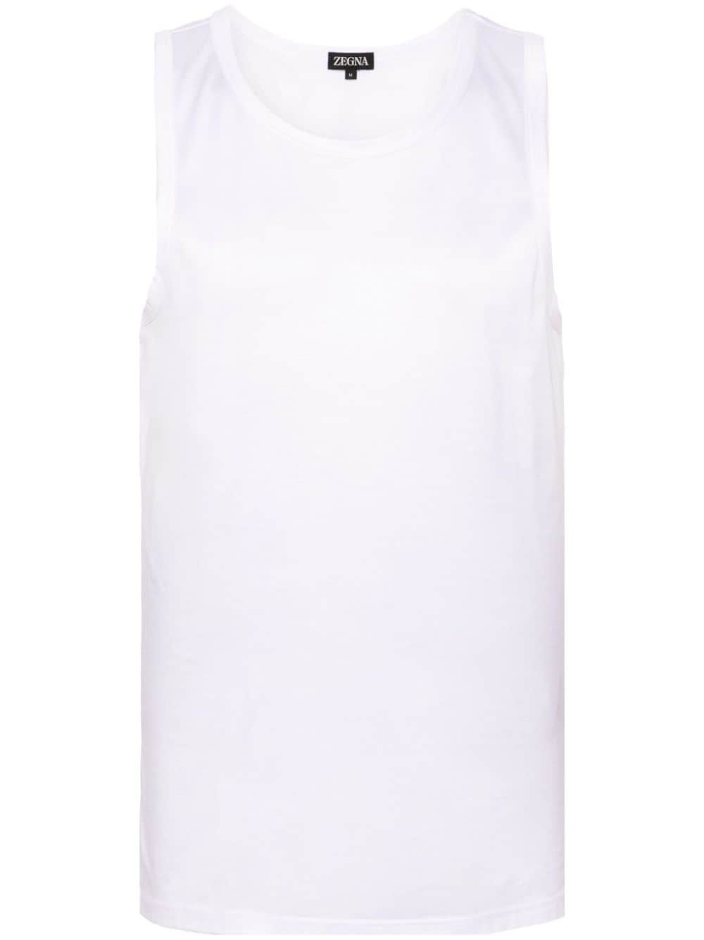 crew-neck cotton tank top - 1
