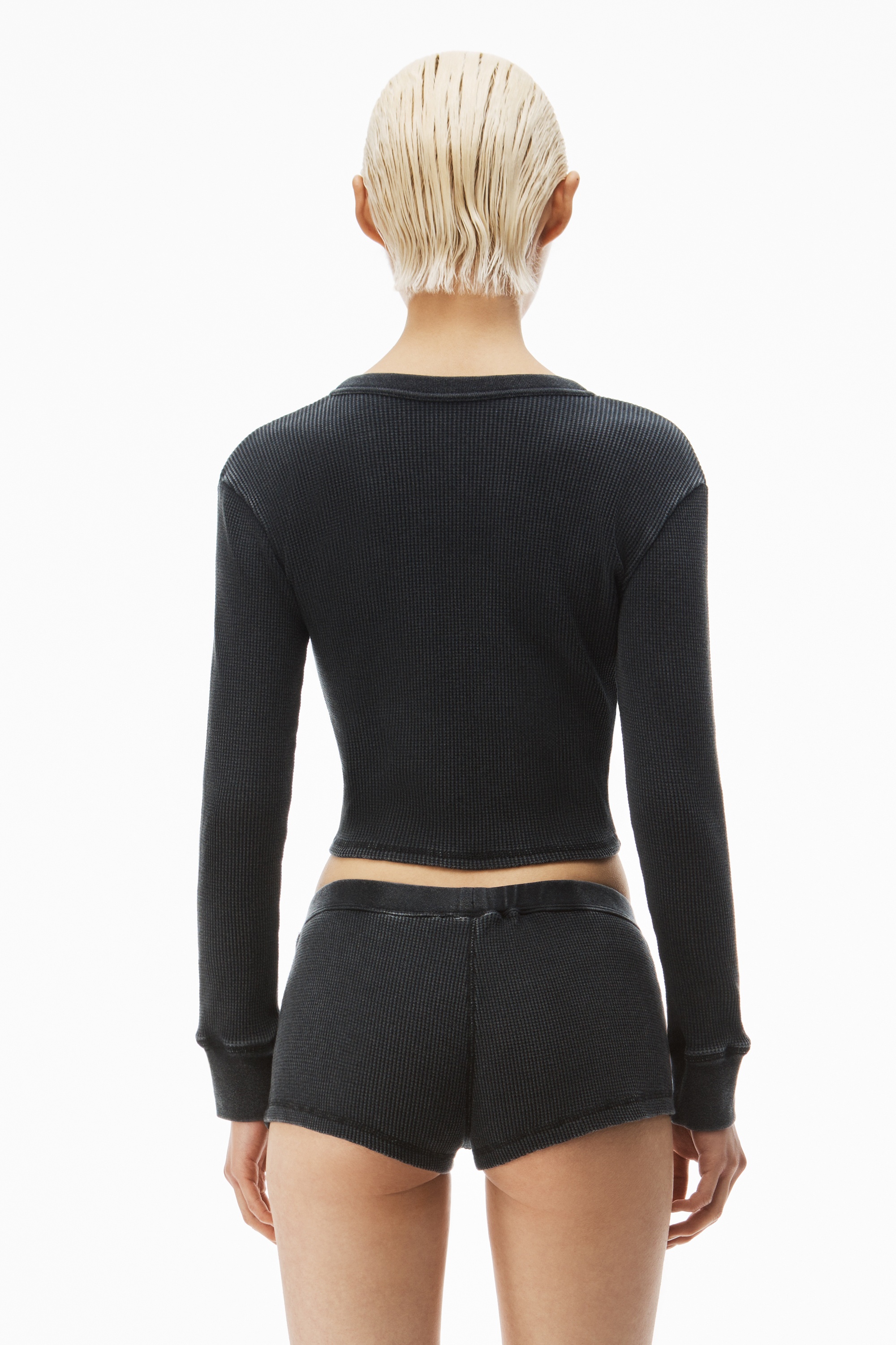 cardigan in waffle-knit cotton stretch - 5