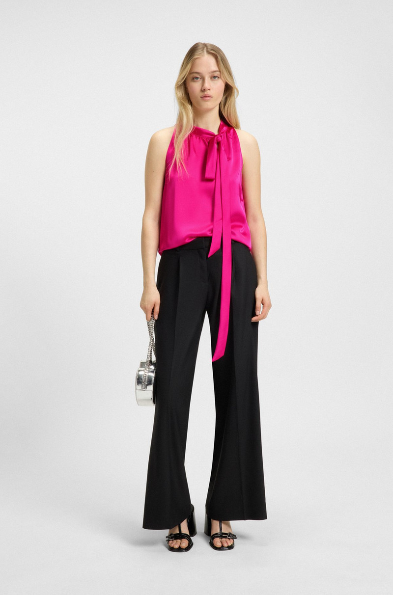 HUGO SLEEVELESS BLOUSE IN SATIN WITH TIE NECK outlook