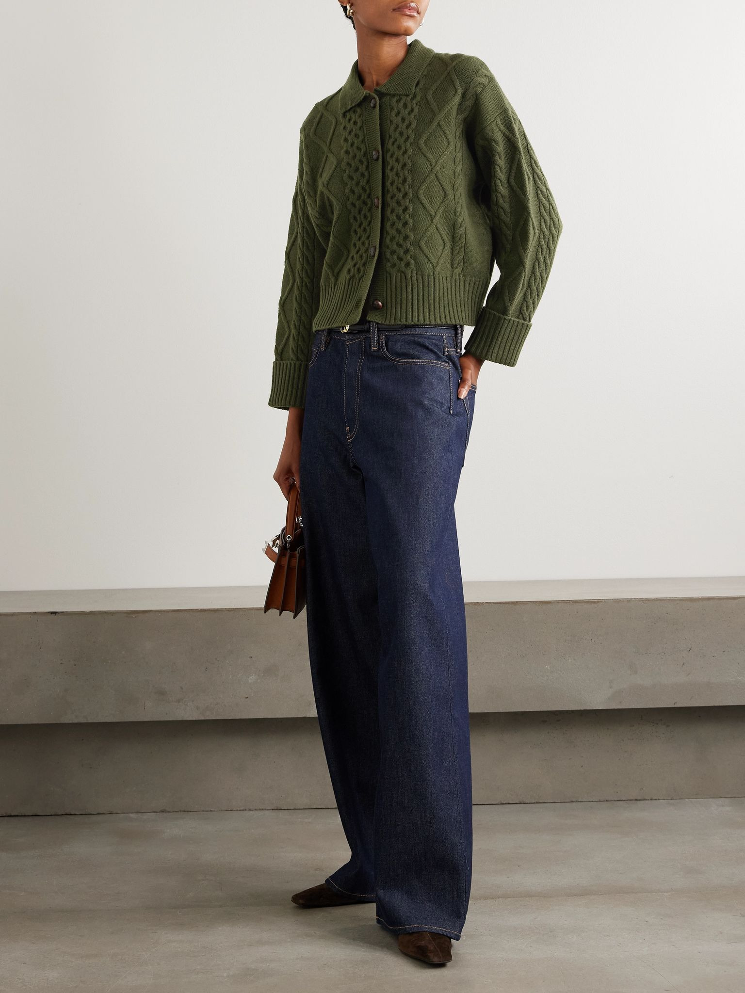 Columbia cable-knit cashmere cardigan Green - 2