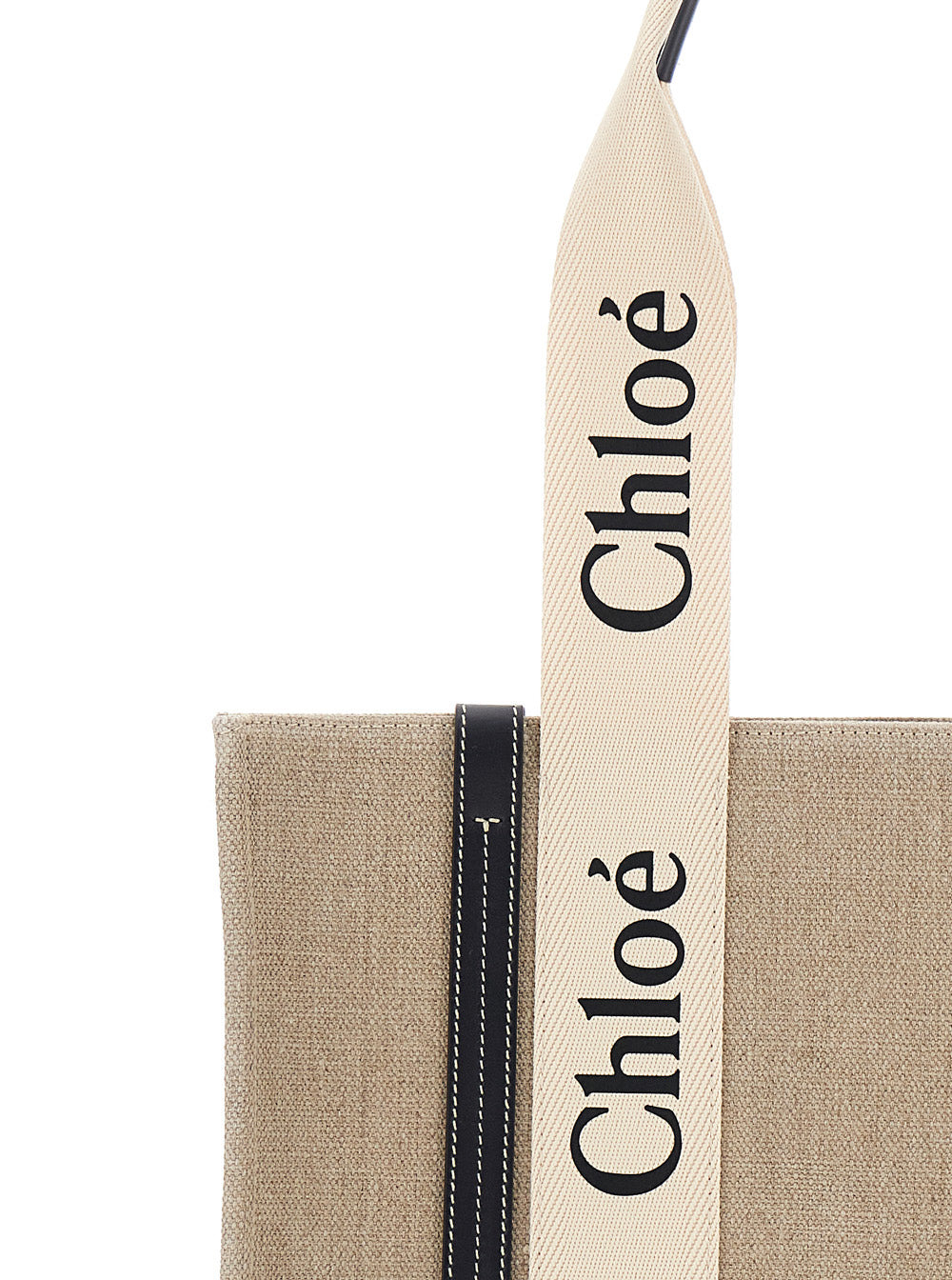 Chloé Women 'Medium Woody' Beige Handbag With Logo Lettering On The Front In Linen Woman - 5