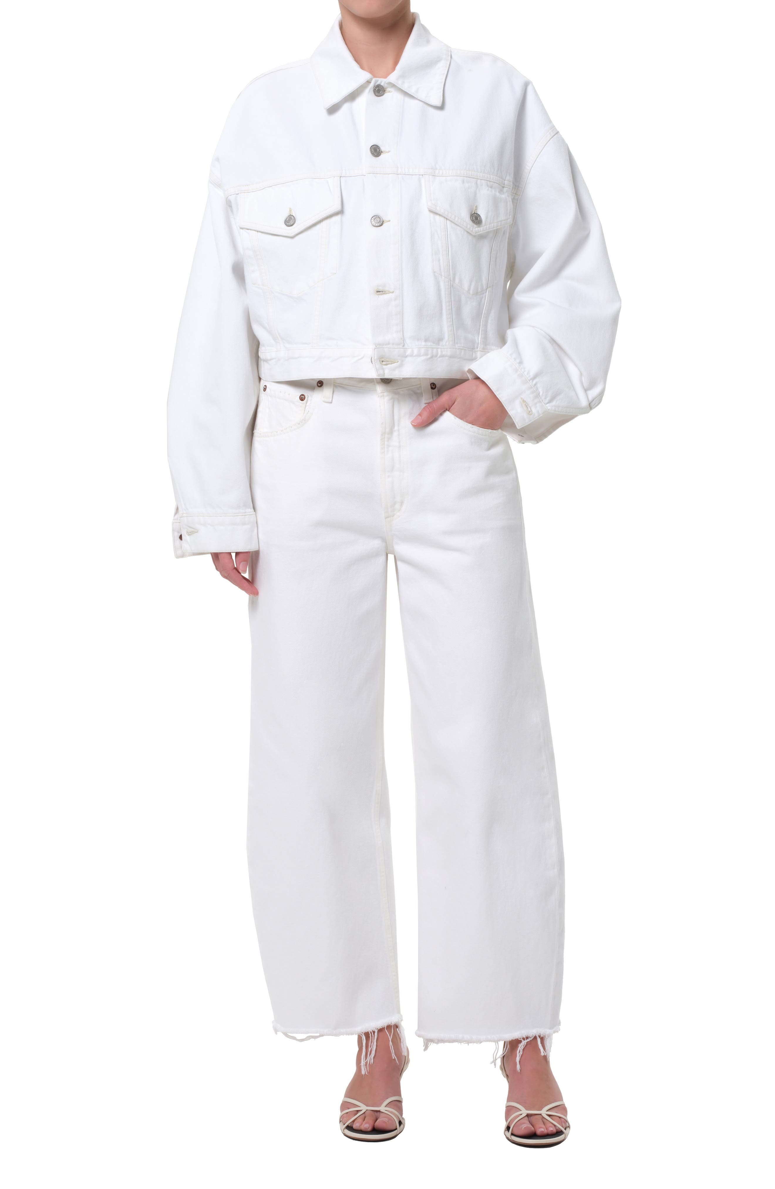 AGOLDE Low Curve Frayed Jeans in Milkshake at Nordstrom - 5