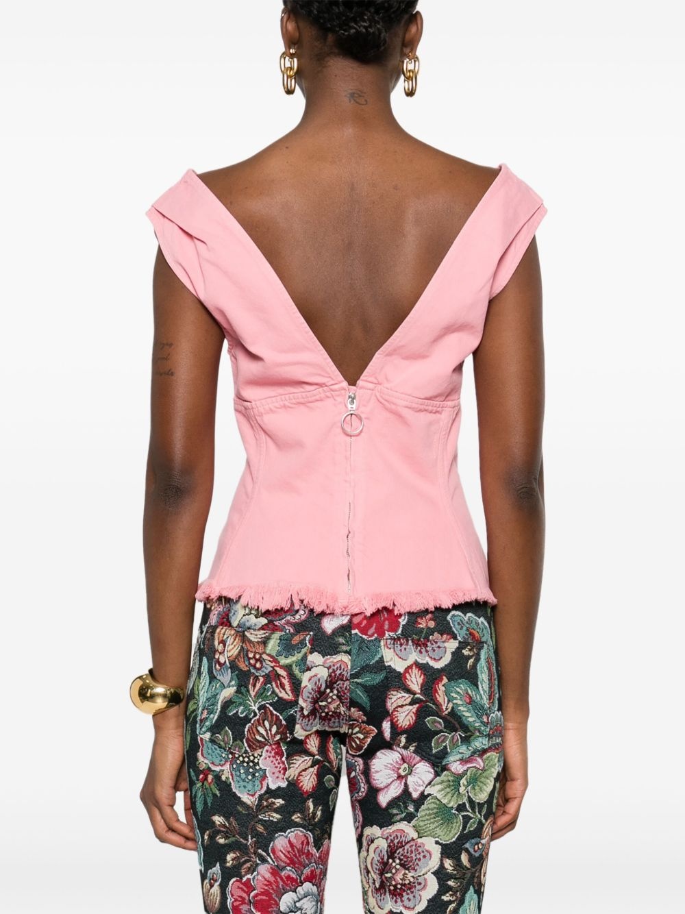 fringed-hem top - 4