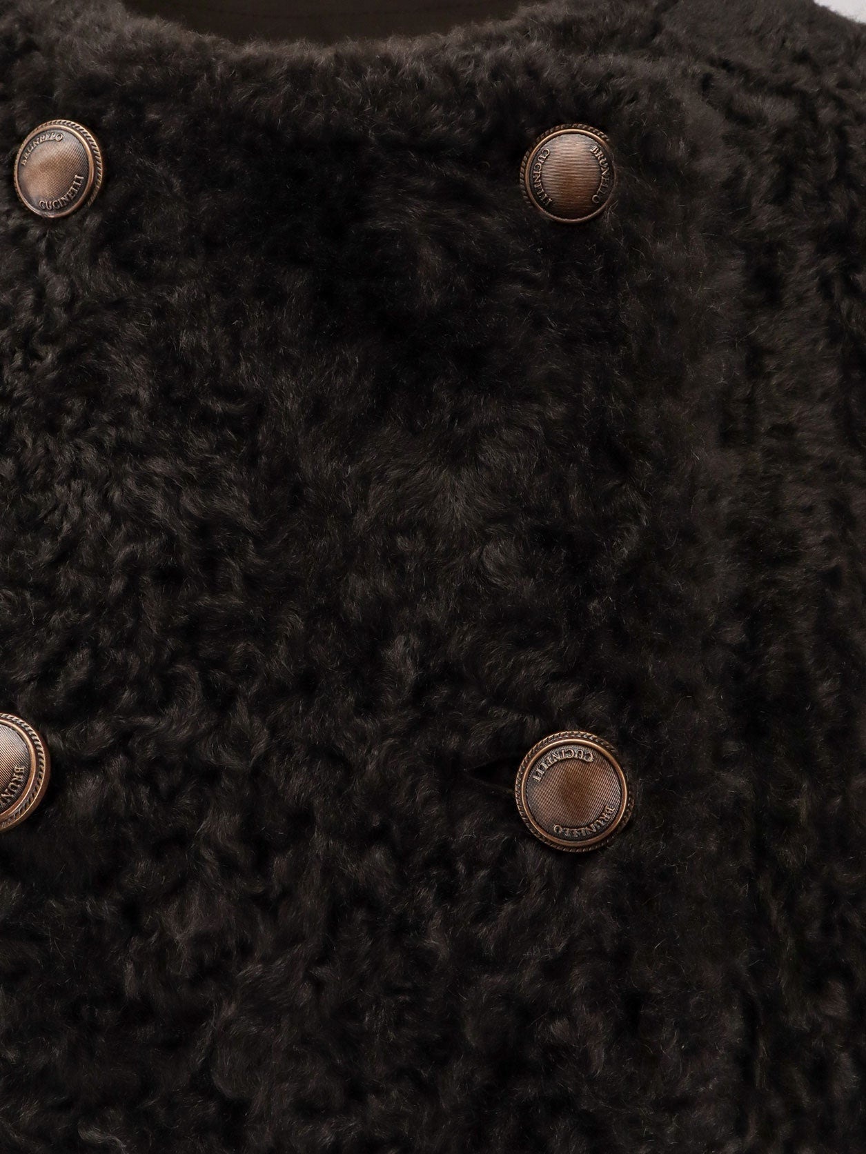 Reversible Fuzzy Shearling Caban Crop - 3