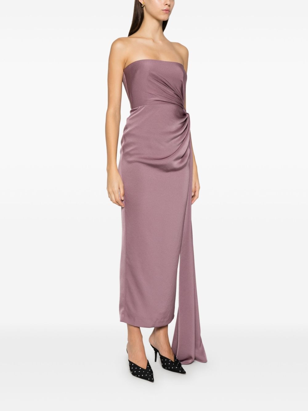 twist-detail satin midi dress - 3