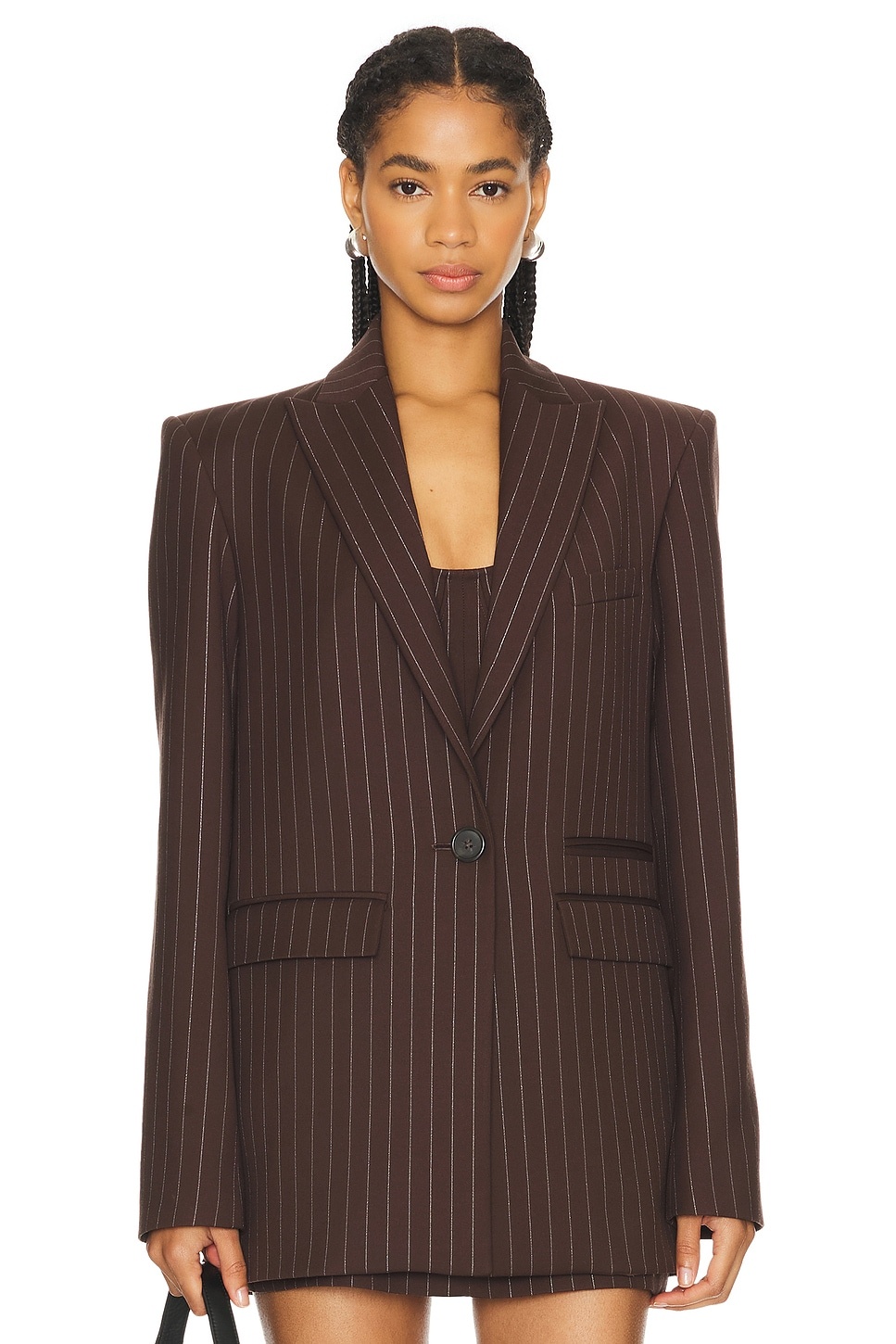 Lurex Pinstripe Single Breasted Oversize Blazer - 2