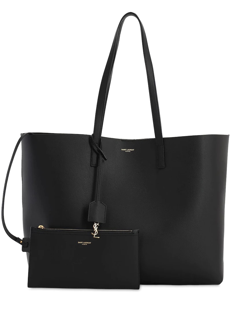 SAINT LAURENT SMOOTH LEATHER TOTE BAG - 5