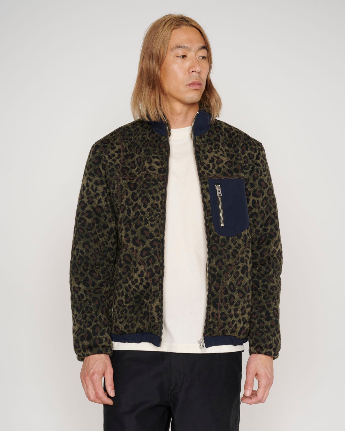 Leopard Reverse Sherpa Jacket - Olive - 6