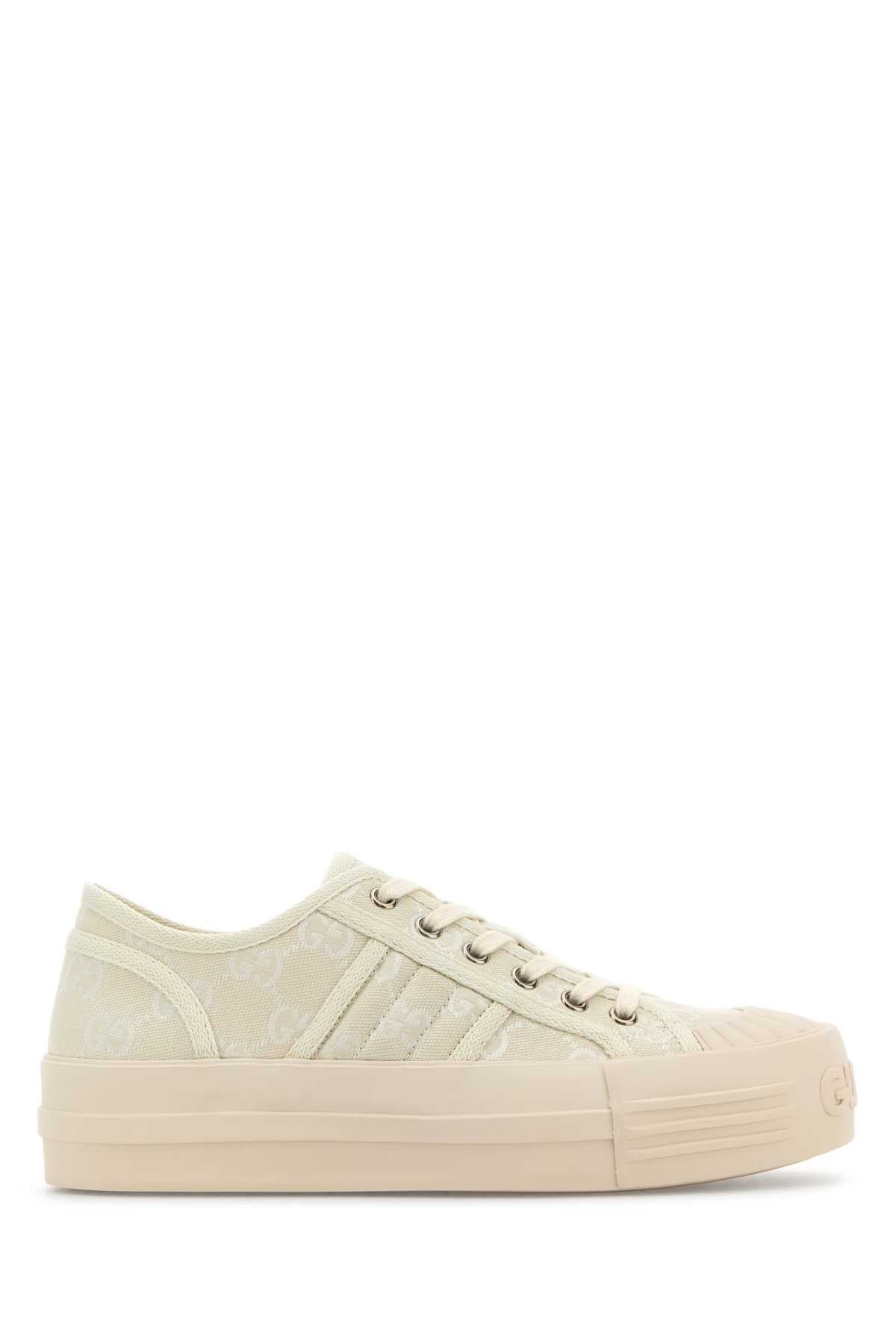 Gucci Women Ivory Canvas Sneakers - 1