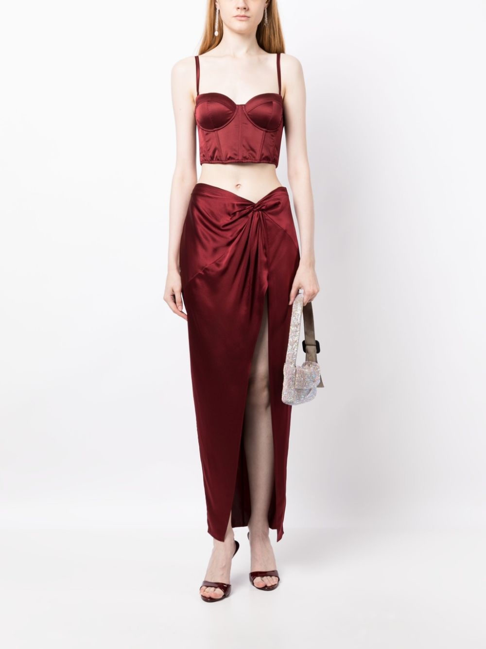 twist-detail silk skirt - 2