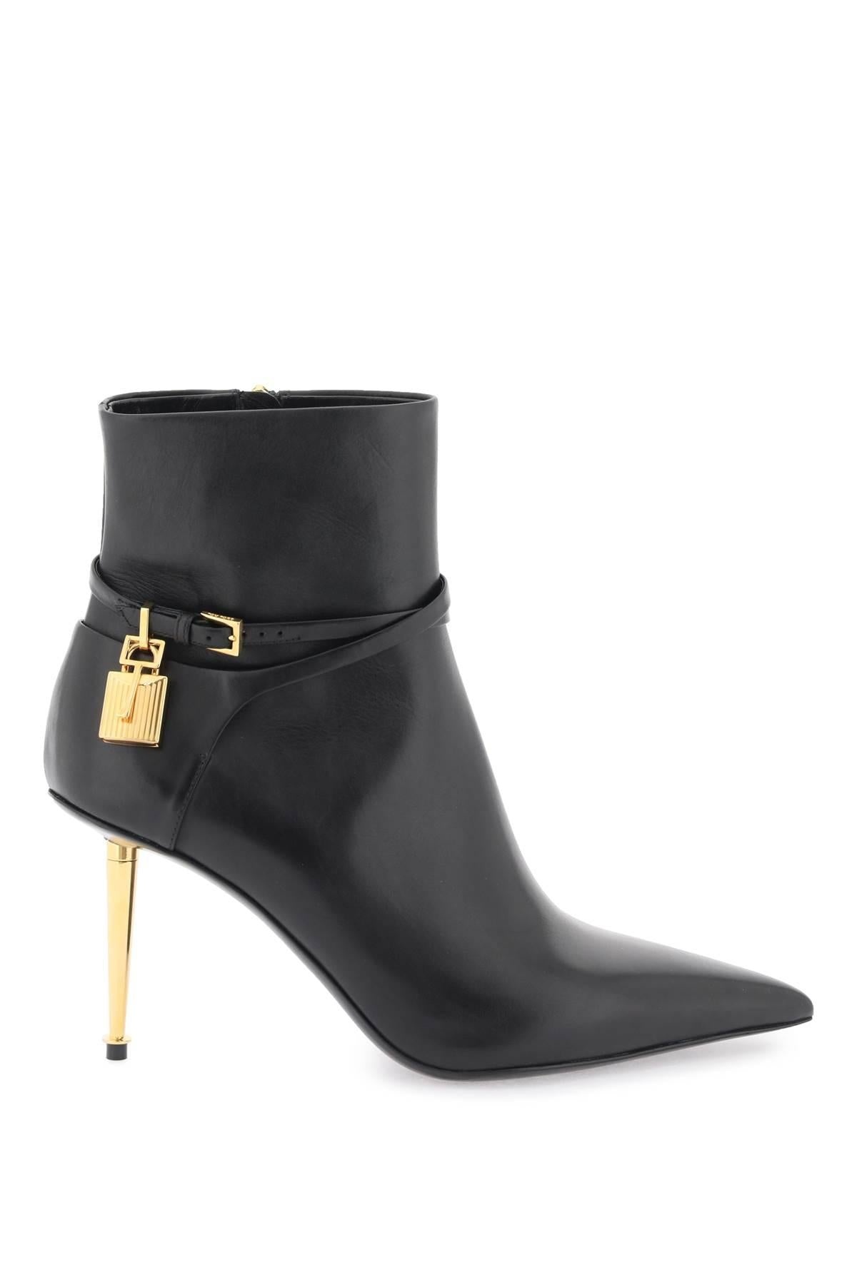 Leather ankle boots with padlock - 1