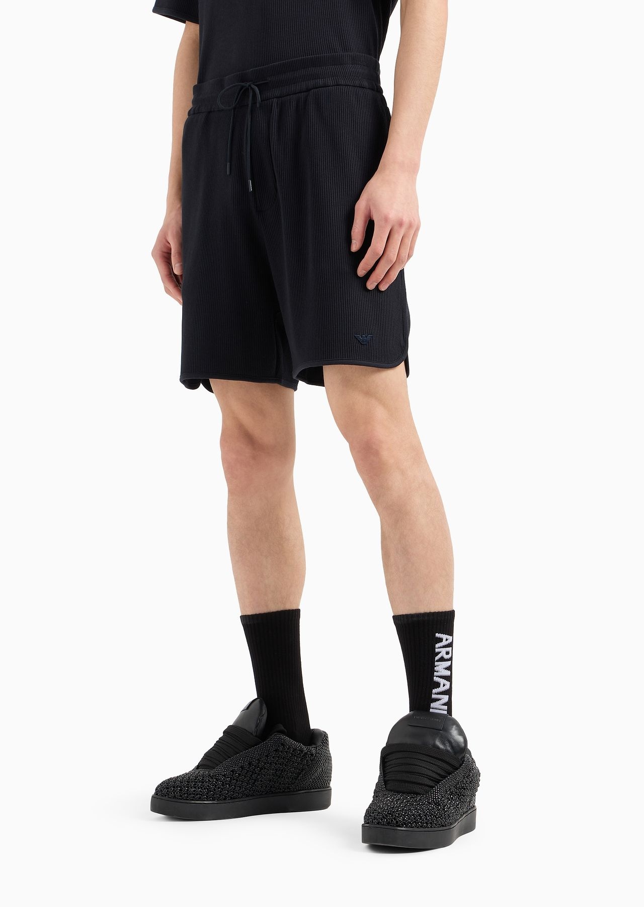 Comfort-fit drawstring Bermuda shorts in canneté jersey - 2