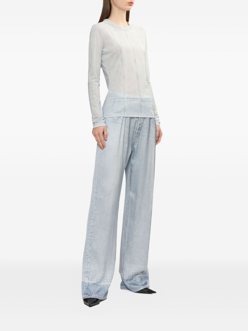 seamed-detail long-sleeve top - 2