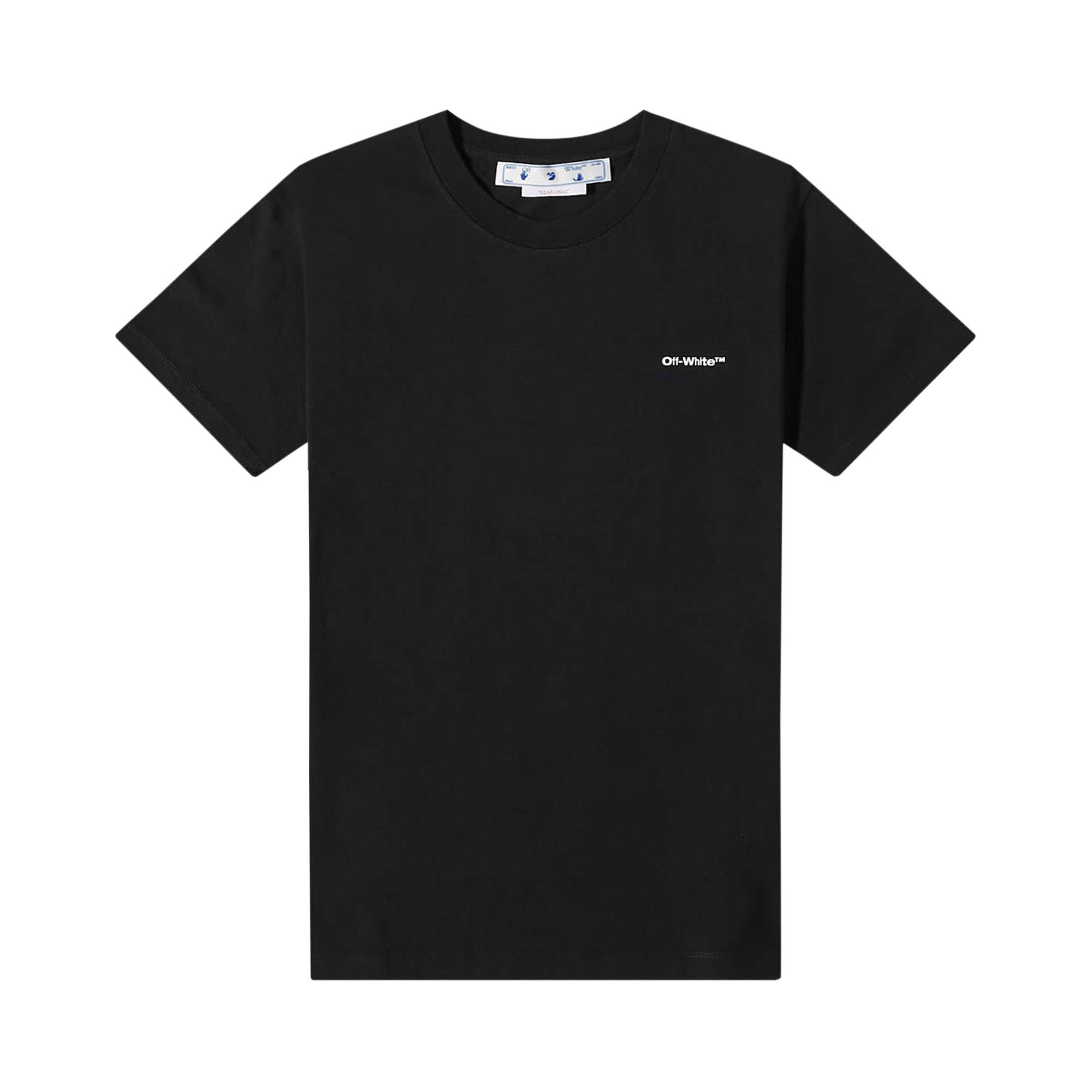 Off-White Wave Outline Diagonal Slim T-Shirt 'Black/White' - 1