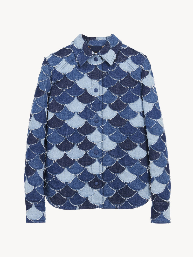 Chloé PATCHWORK DENIM OVERSHIRT JACKET outlook