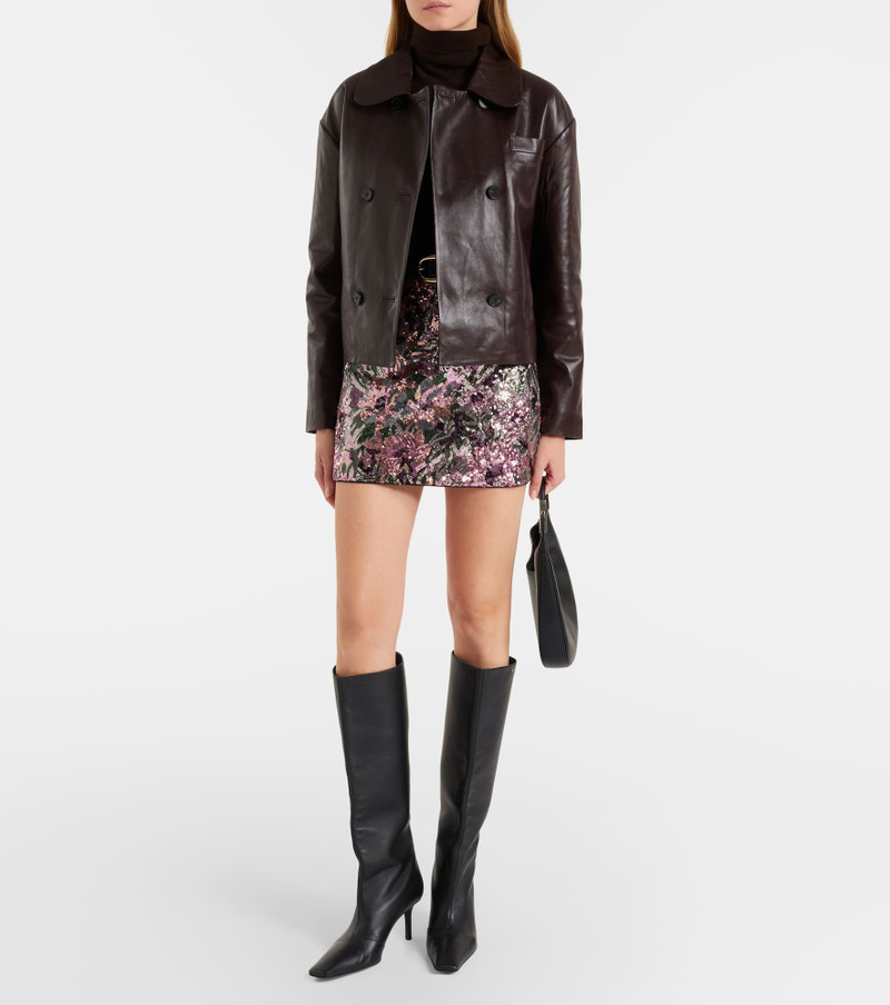 self-portrait Cropped leather jacket outlook