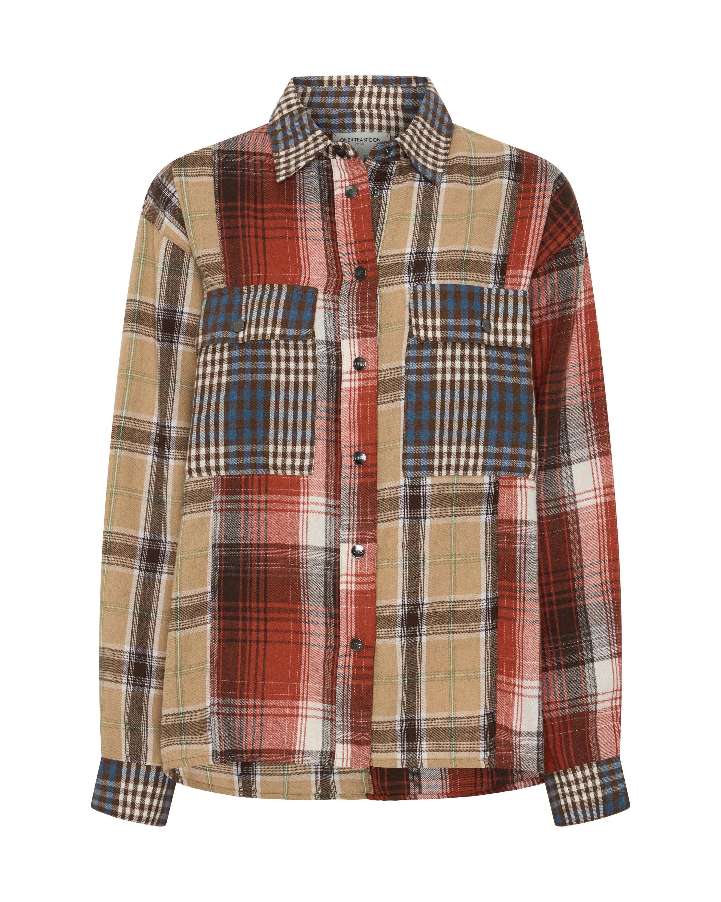 Essential Patchwork Flannel Shirt - Natural Check - 1