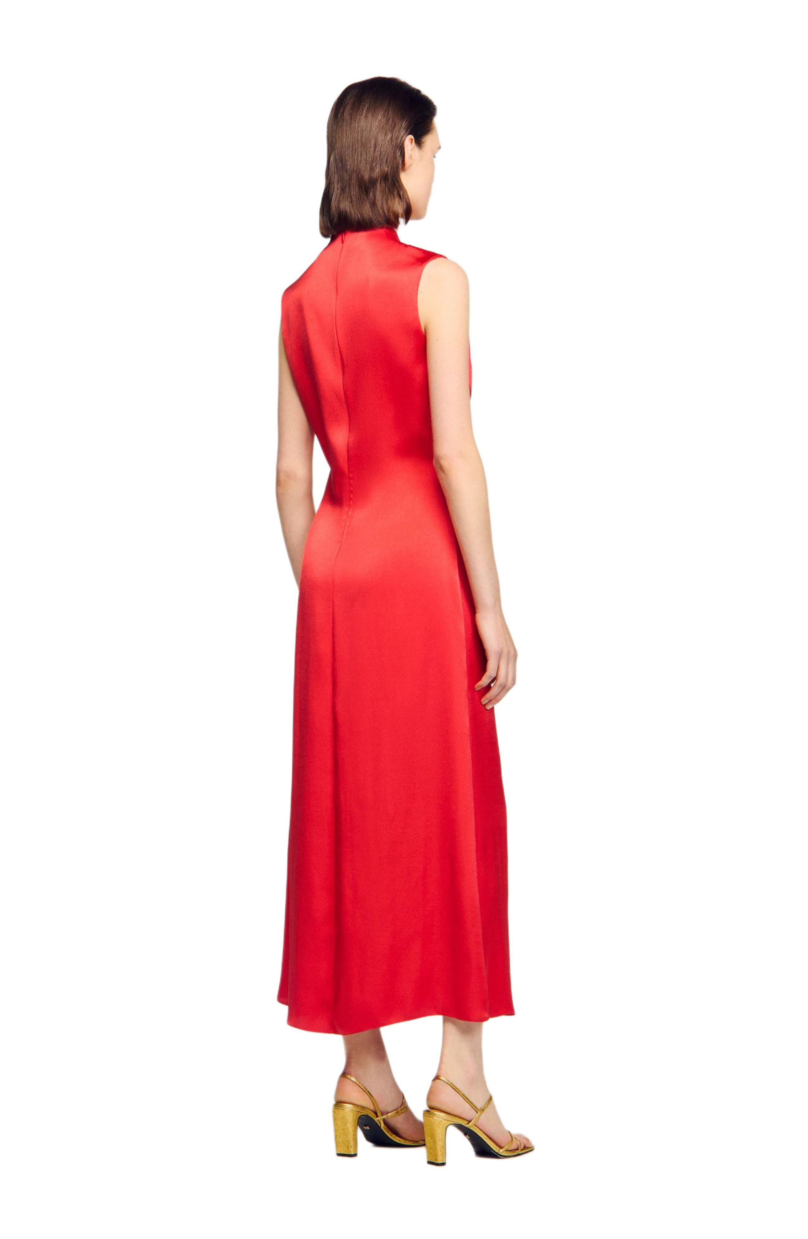 SANDRO Draped satin-effect dress in Red at Nordstrom - 2