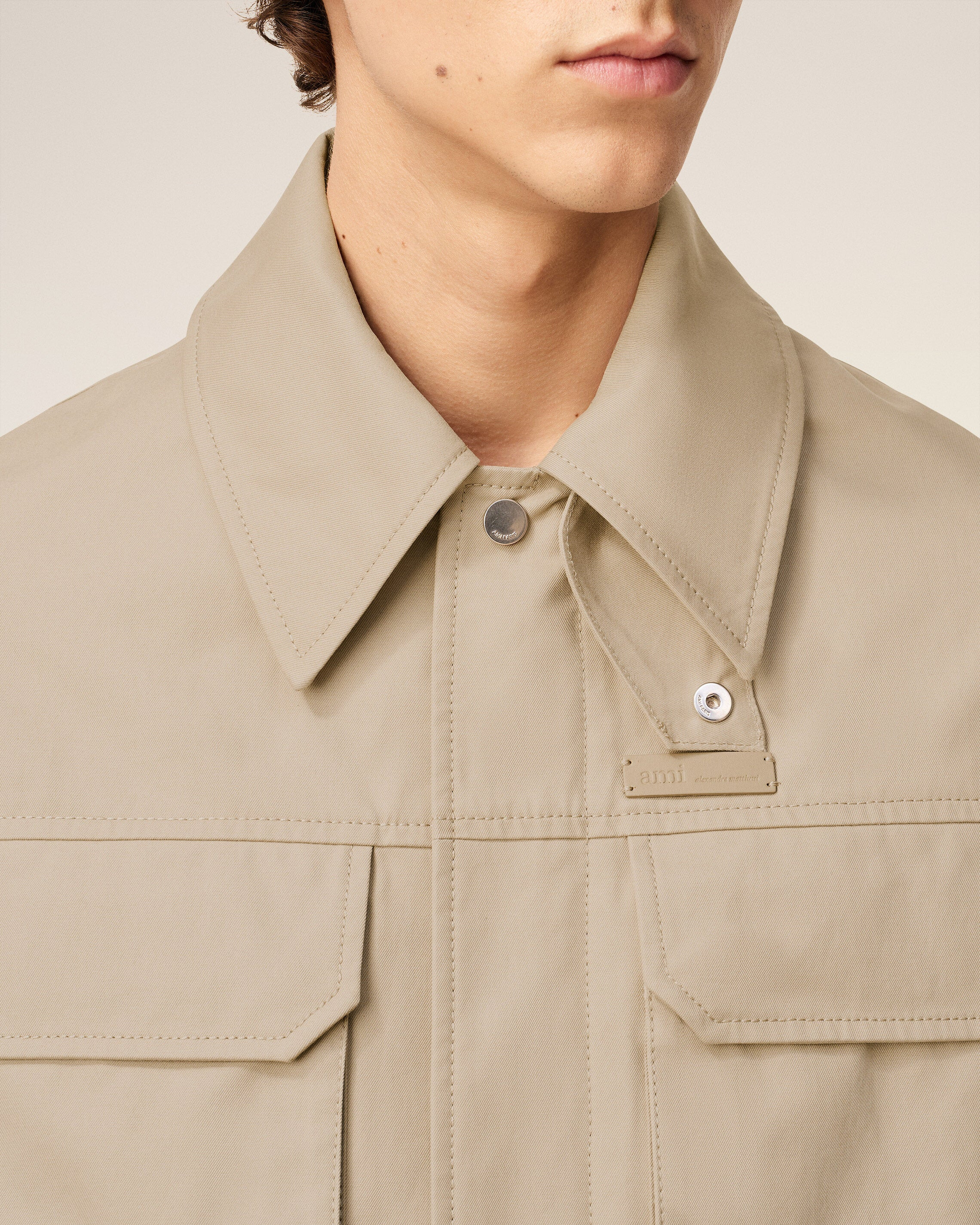 BEIGE COTTON WORKER JACKET - 4