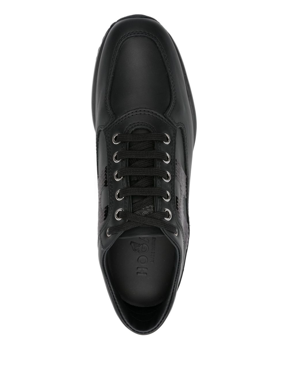 Interactive sequin-panel leather trainers - 4