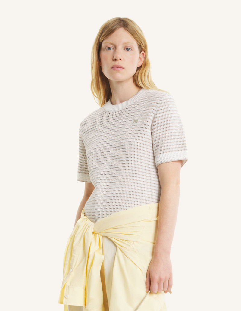 Maison Kitsuné LACE KNIT STRIPED SHORT SLEEVE JUMPER outlook