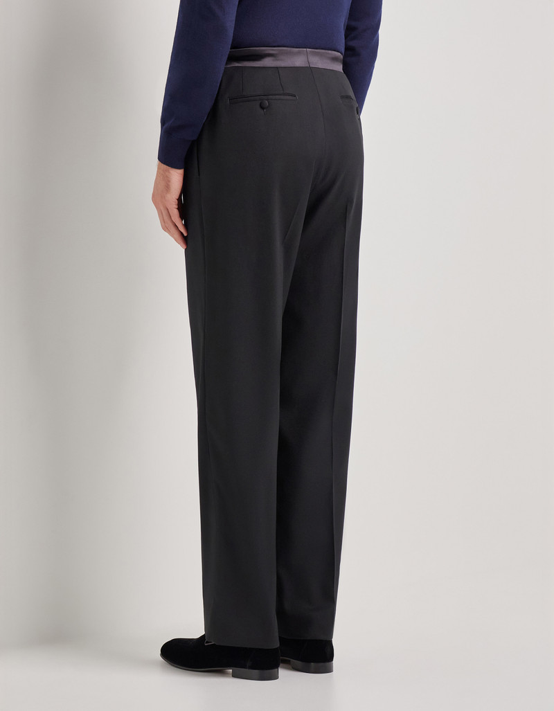 RELAXED FIT BLACK TUXEDO TROUSERS IN STRETCH WOOL 5