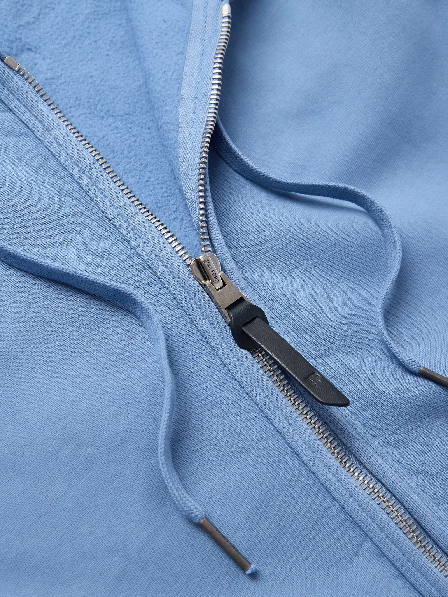 Slim-Fit Cotton-Jersey Zip-Up Hoodie Blue - 5