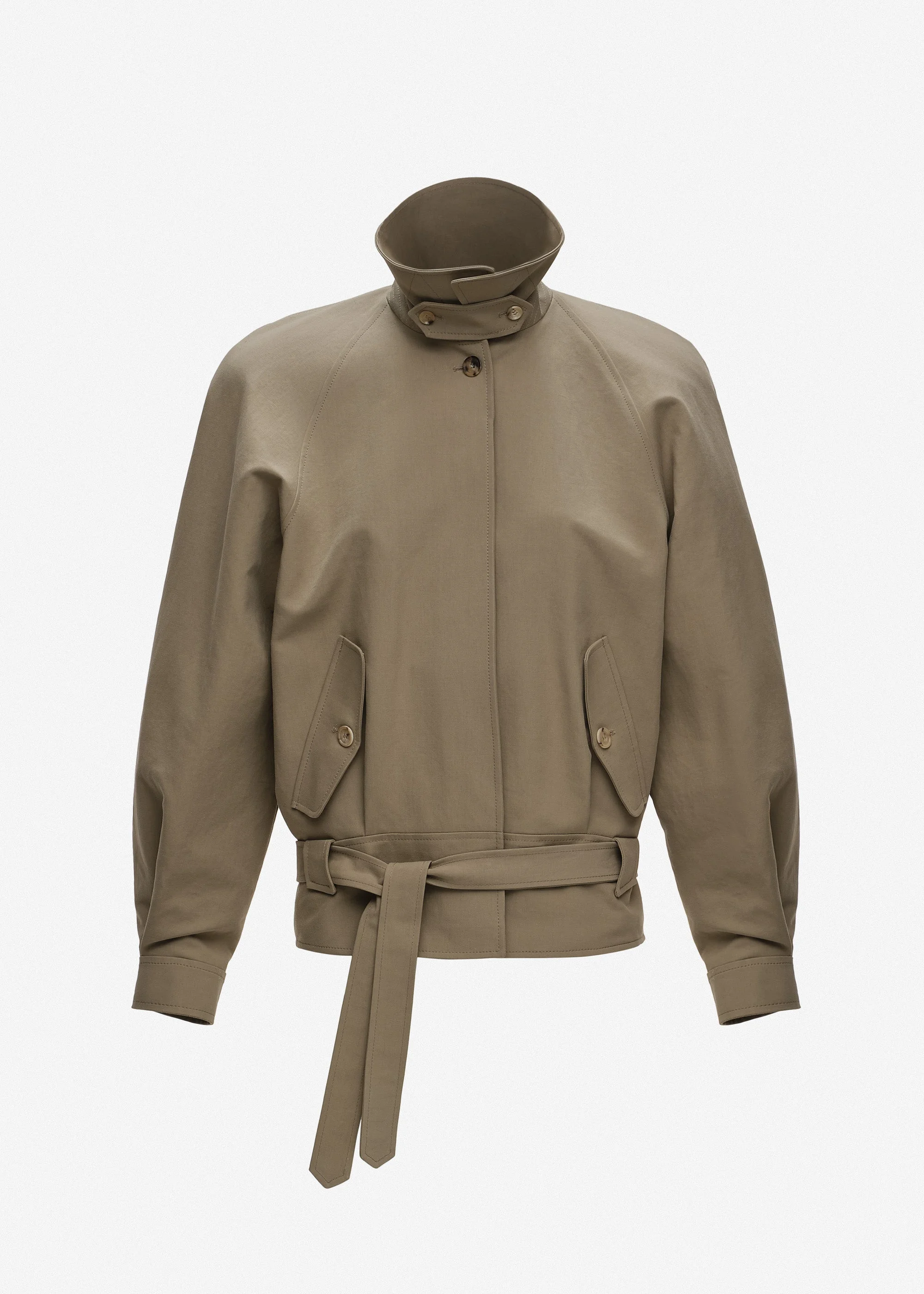 Belted raglan jacket in khaki - 1
