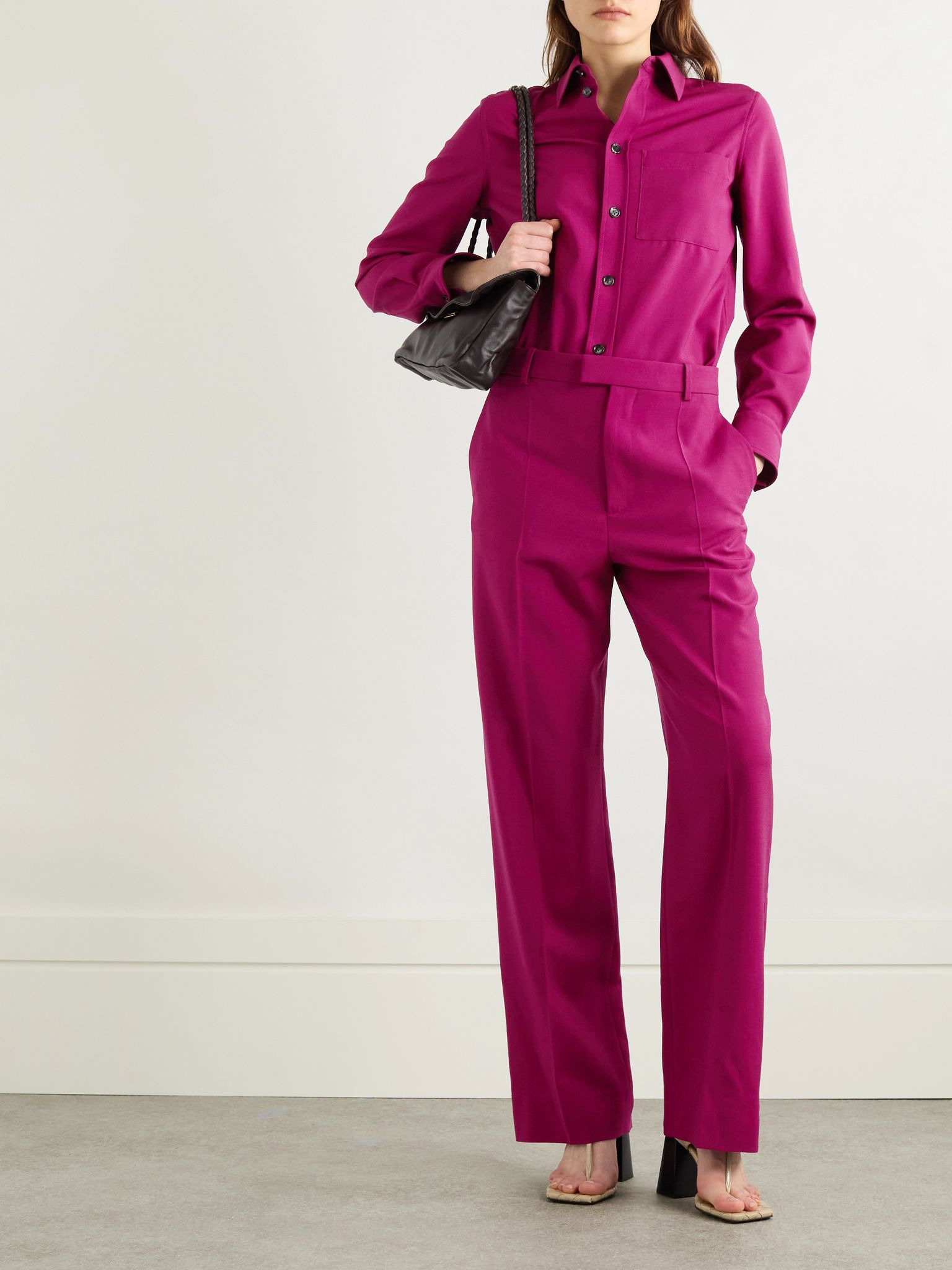 Twill wide-leg pants Magenta - 2