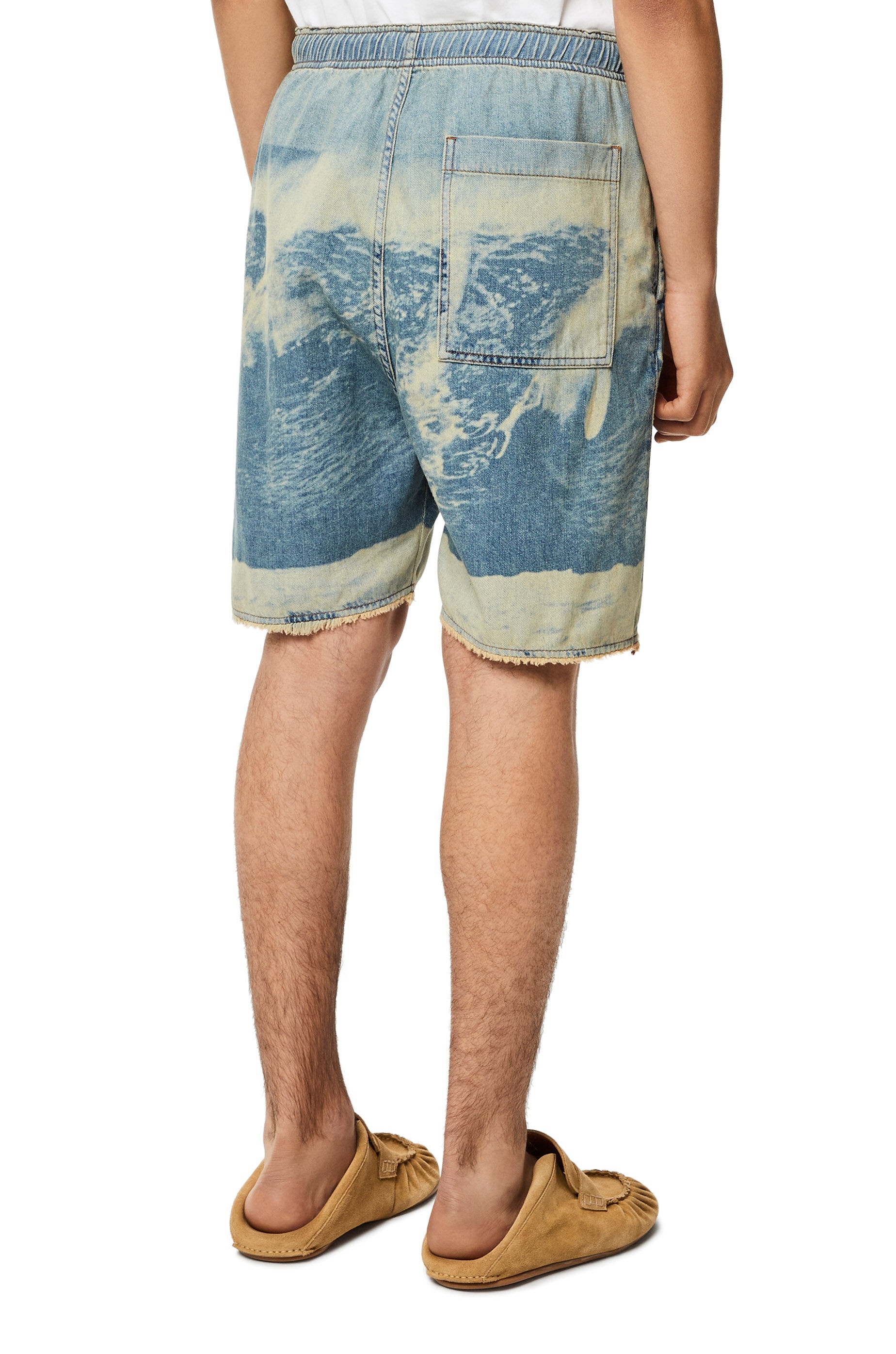 Surf print drawstring shorts in denim - 4