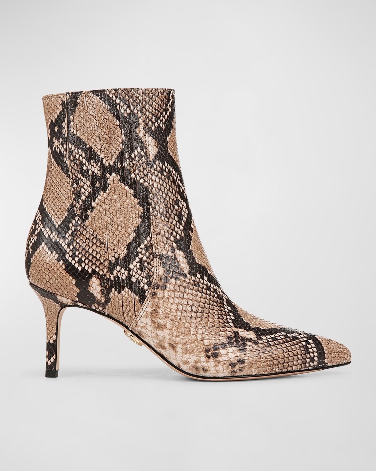 Lisa Snake-Embossed Stiletto Booties - 1