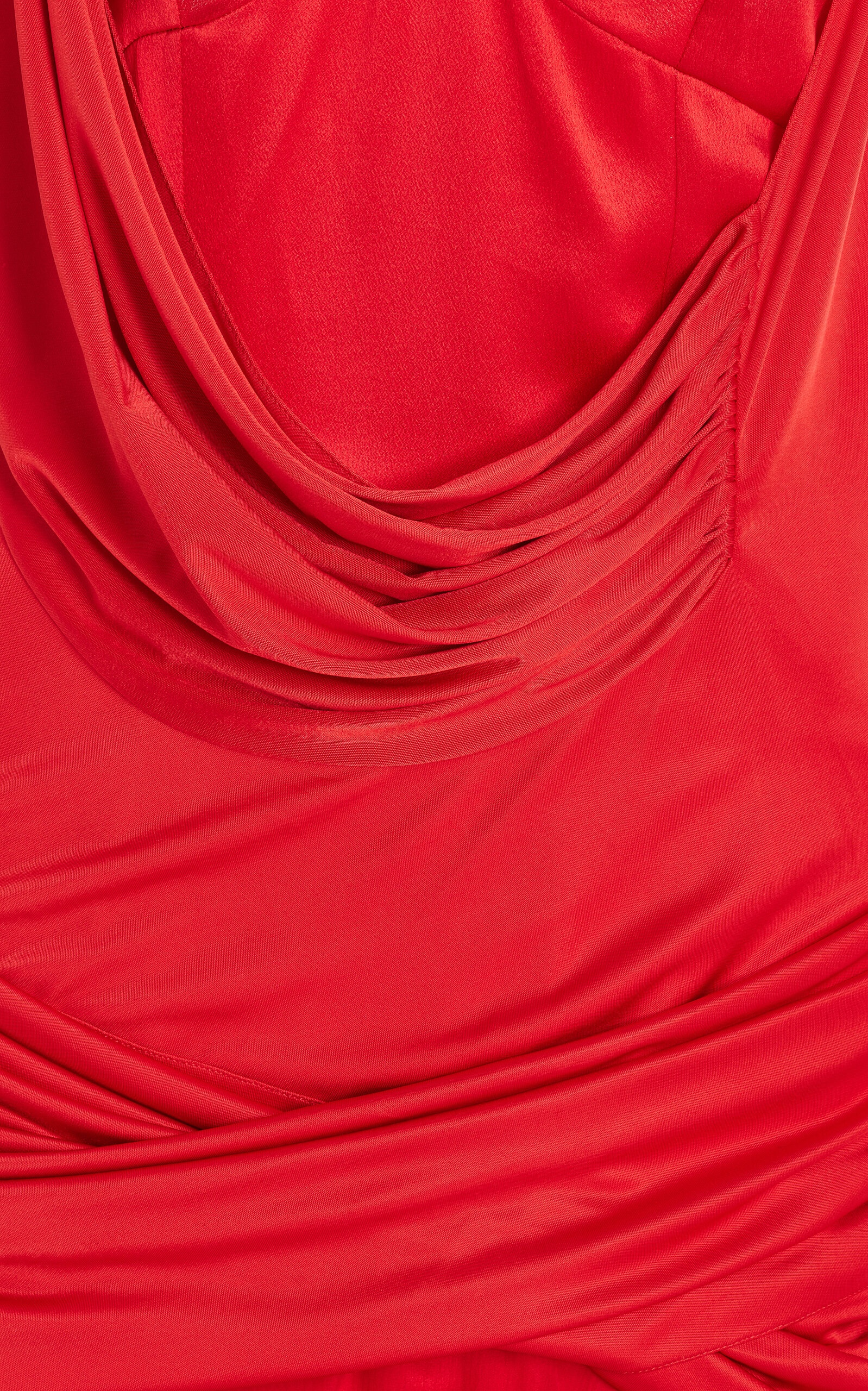 Draped Silk Mini Dress red - 2
