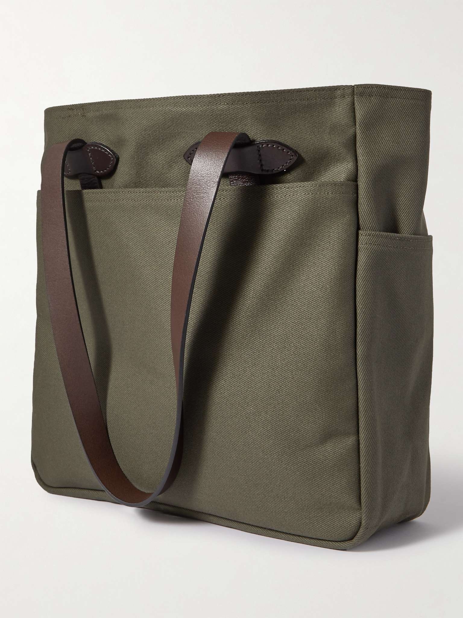 Leather Trimmed Cotton-Twill Tote - 4