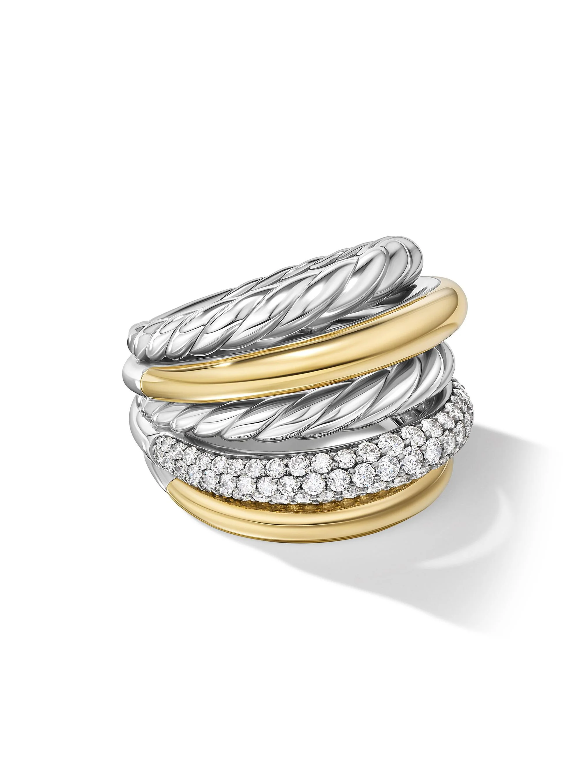 Women's DY Mercer Multi Row Ring in Sterling Silver - Diamond - 1