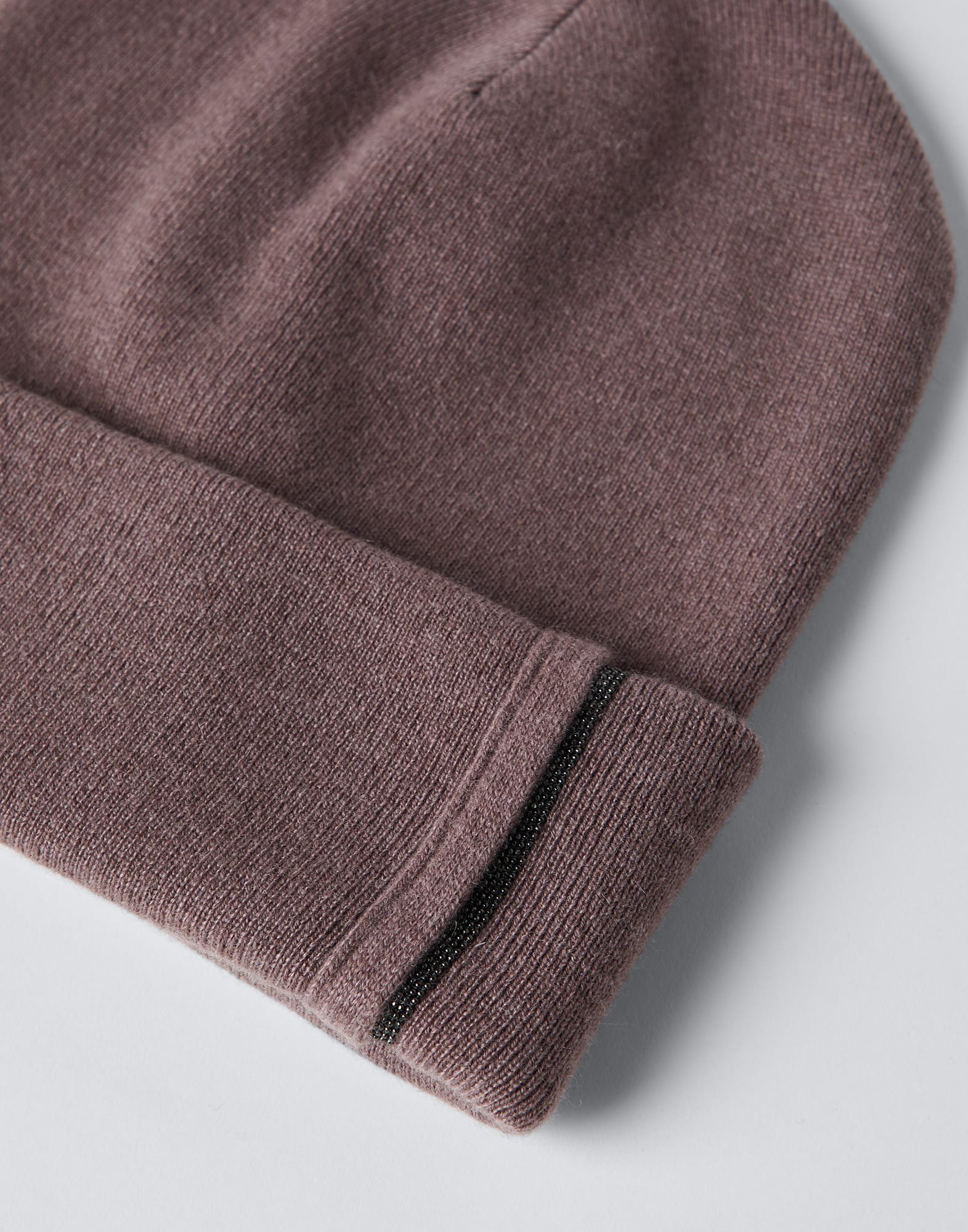 Cashmere rib knit beanie with monili - 2