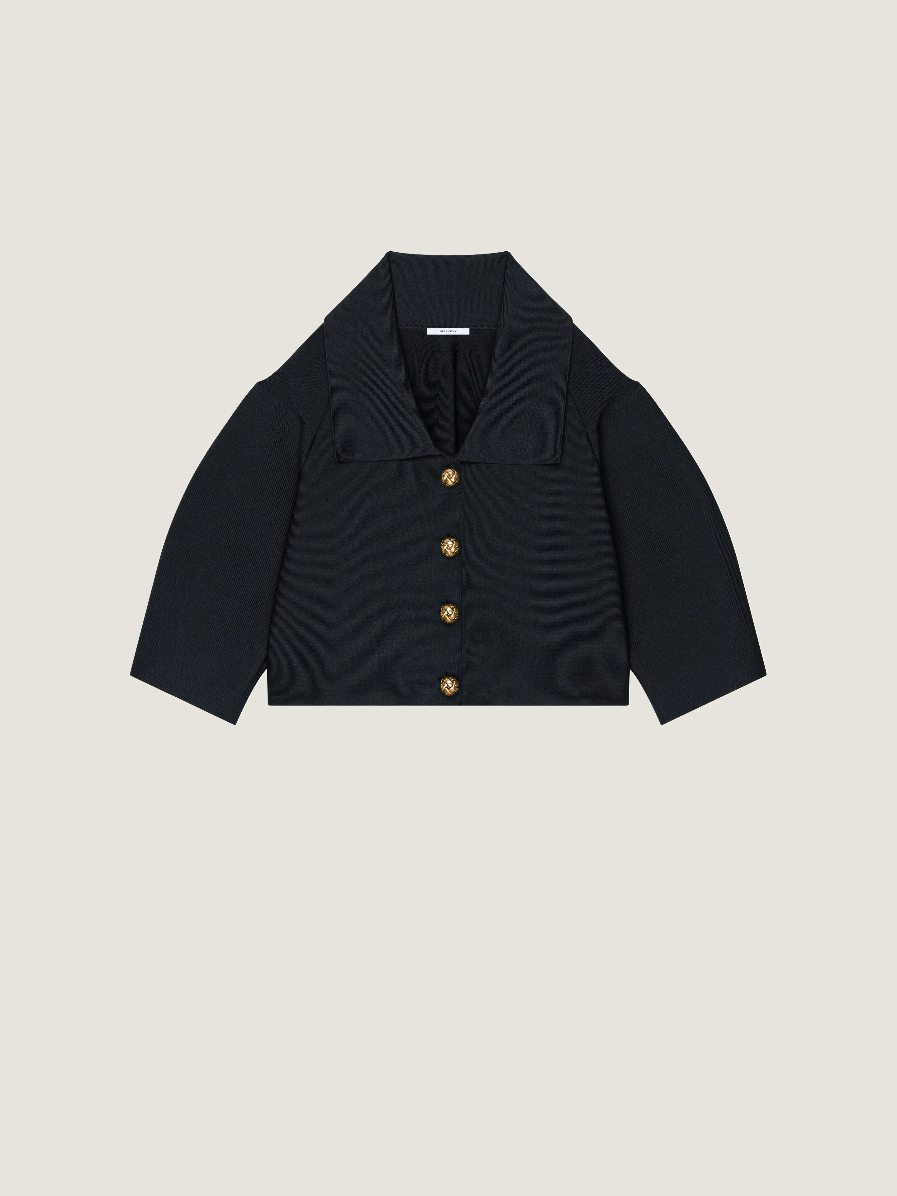 CROPPED COCOON JACKET IN COMPACT KNIT - 1