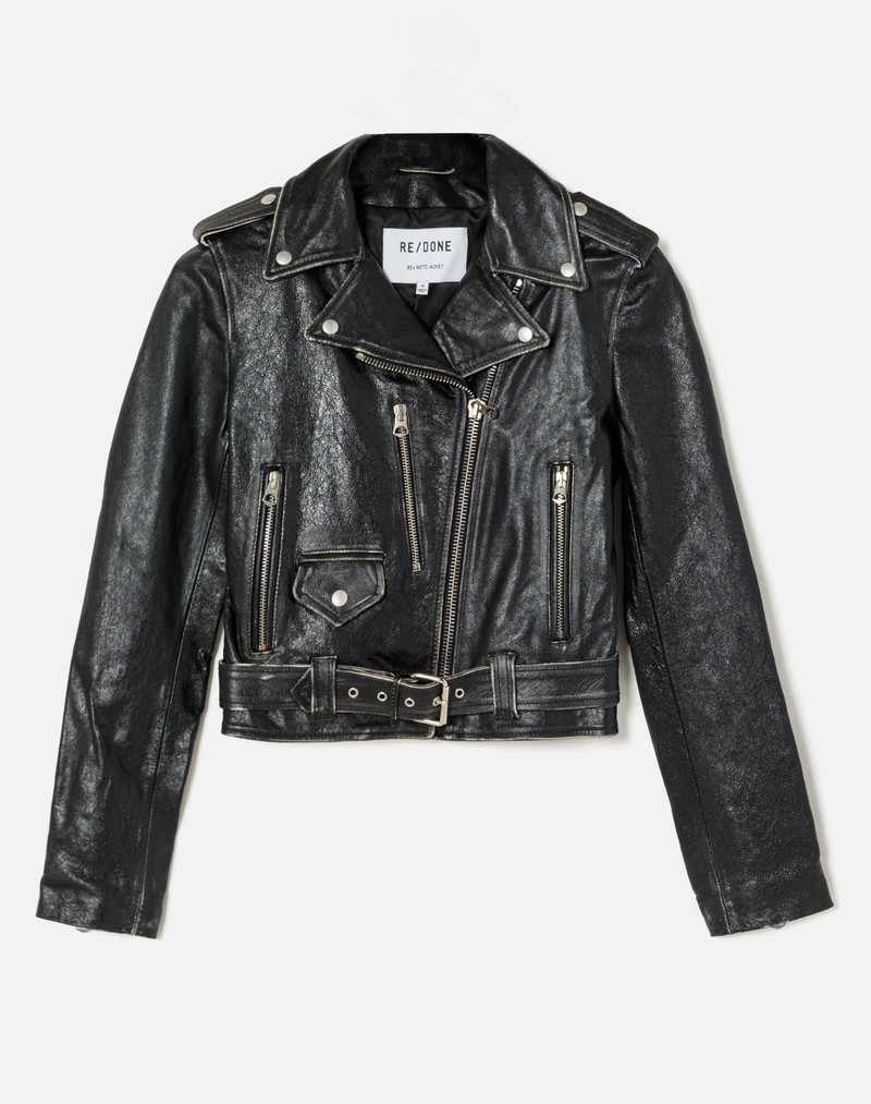 Leather Moto Jacket - Vintage Black 1