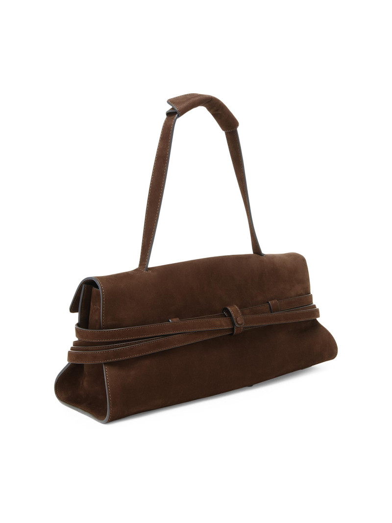 Women's Belted Suede Shoulder Bag - Chocolate 5