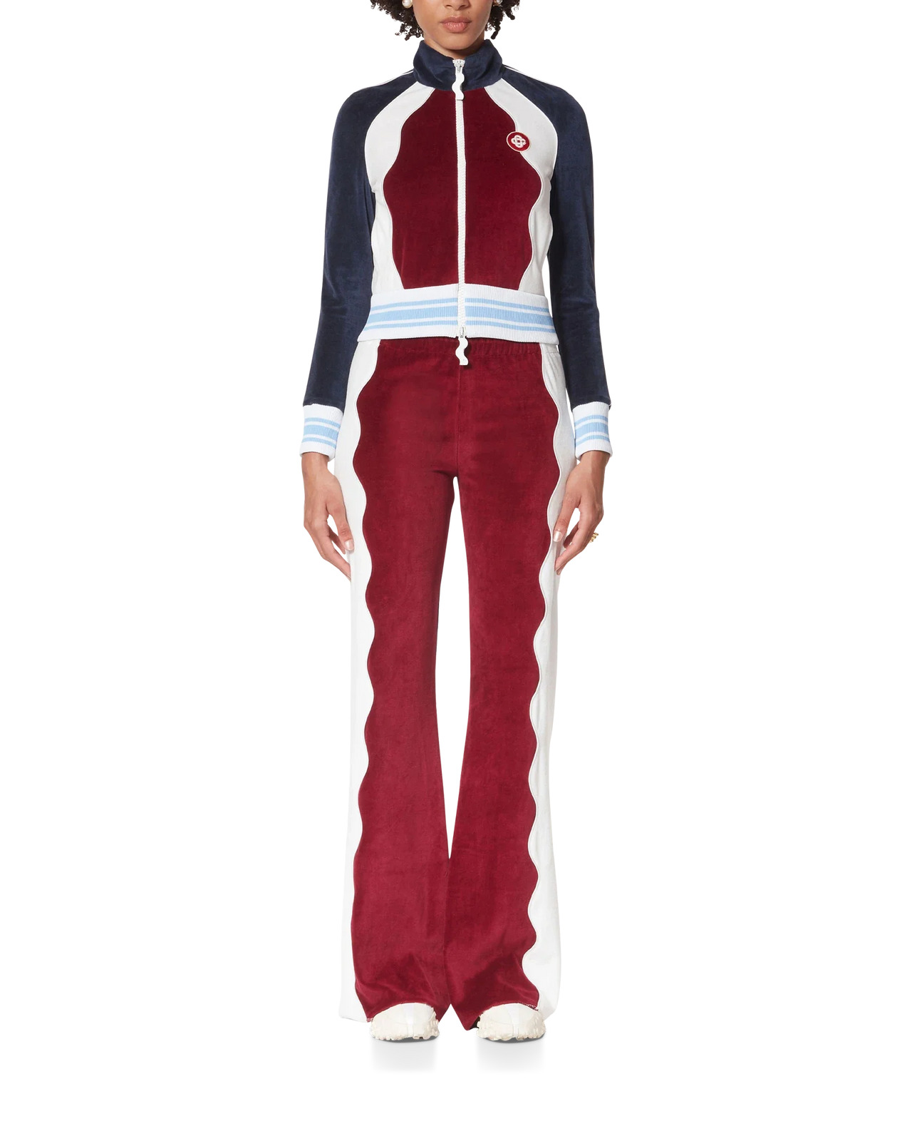 Burgundy Velour Panelled Track Pant - 2