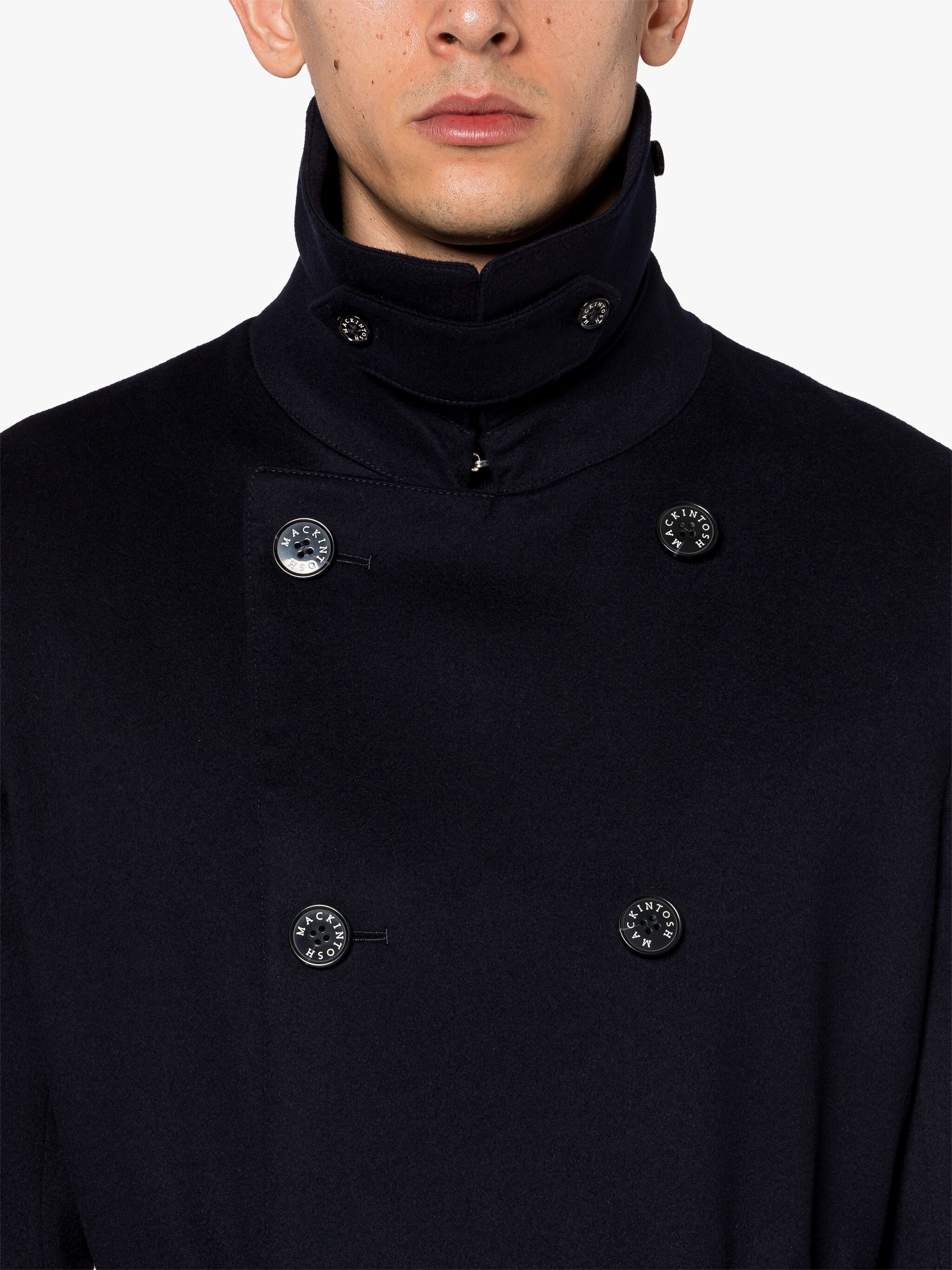 FETLAR NAVY RAIN SYSTEM WOOL SHORT TRENCH COAT - 5