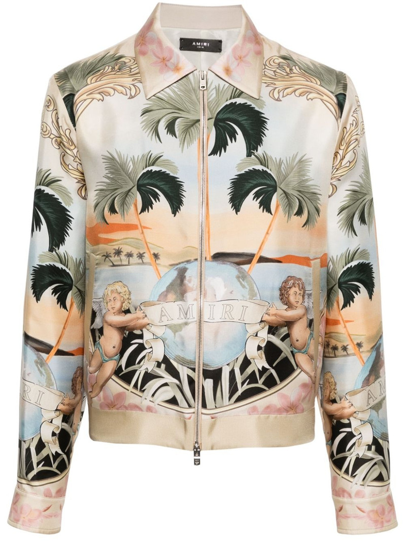 graphic-print silk bomber jacket 1